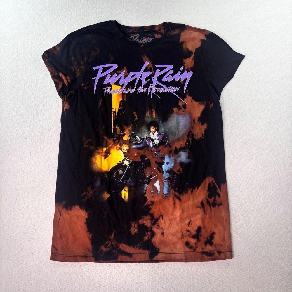 Prince Purple Rain Bleached upcycled Graphic Band T-Shirt Women's Small Rock